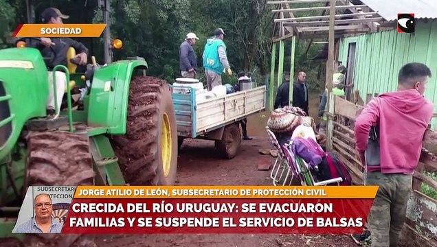 Crecida del río Uruguay: se evacuaron familias y se suspende el servicio de balsas