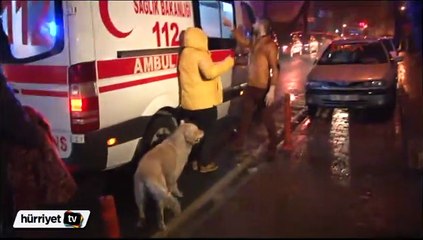 Ambulansa alınan sahibini bırakmadı.