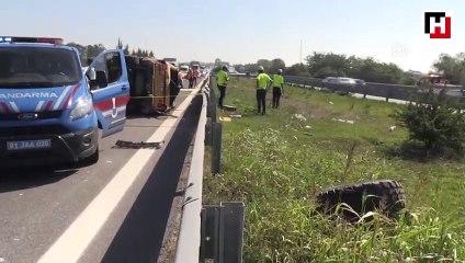 Anadolu Otoyolu'nda cip devrildi