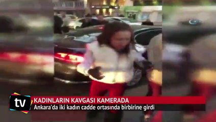 İki kadın cadde ortasında birbirine girdi