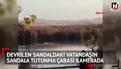 Devrilen sandaldaki vatandaşın çabası kamerada