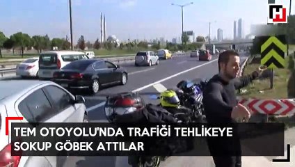 TEM Otoyolu’nda trafiği tehlikeye sokup böyle göbek attılar