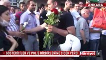 ANKARA'DA POLİS VE GÖSTERİCİLER BİRBİRLERİNE ÇİÇEK VERDİ! TAKSİM GEZİ PARKI OLAYLARI