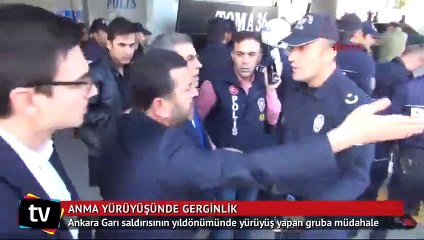 Ankara Garı saldırısının anma yürüyüşünde gerginlik