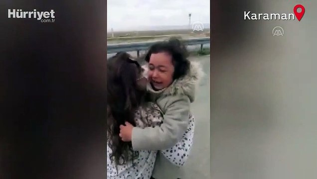 Karaman'da sağlık çalışanı anne ile kızının kavuşma anı duygulandırdı