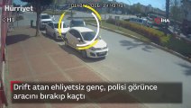 Drift atan ehliyetsiz genç, polisi görünce aracını bırakıp kaçtı, sahibi gazetecileri tehdit etti