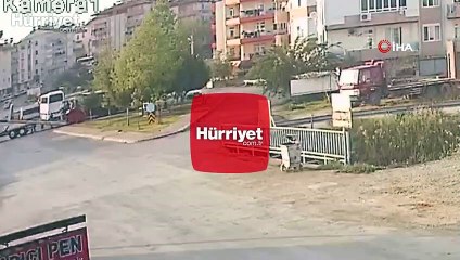 Hırsızın kamyonu kendisininmiş gibi çekiciye yükleyip götürdüğü anlar kamerada