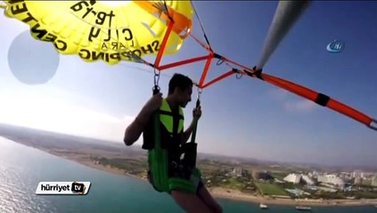 Paramotorla 500 metreden böyle çakıldı