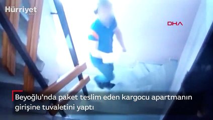 Beyoğlu'nda paket teslim eden kargocu apartmanın girişine idrarını yaptı