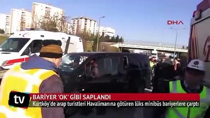 Bariyer lüks minibüse ok gibi saplandı: 1 ölü, 5 yaralı