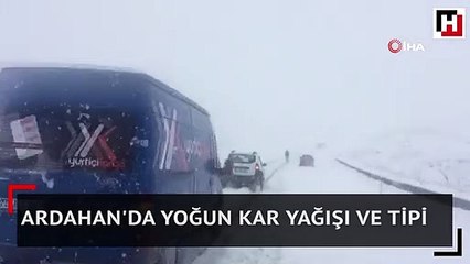 Ardahan'da yoğun kar yağışı ve tipi