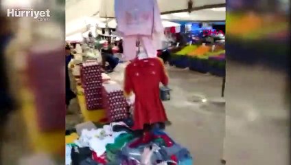 Son dakika haber... Arnavutköy'de yağış pazar yerinde sele neden oldu