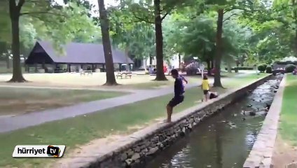 Atlamak isterken rezil oldu