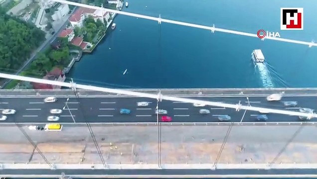 FSM Köprüsü'ndeki asfalt çalışmasının son hali havadan görüntülendi