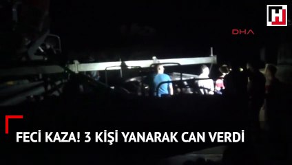 Manisa'da trafiğe kapalı yolda kaza: Yanarak öldüler