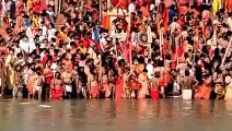 Sadhus of Niranjani Akhara participate in third 'shahi snan' at Har ki Pauri ghat in Uttarakhand's Haridwar. . .  #MahaKumbh #Sadhu #Niranjani #Akhara #shahisnan #snan #HarkiPauri #ghat #Uttarakhand #Haridwar