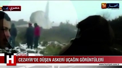 İŞTE CEZAYİR'DE DÜŞEN ASKERİ UÇAĞIN GÖRÜNTÜLERİ