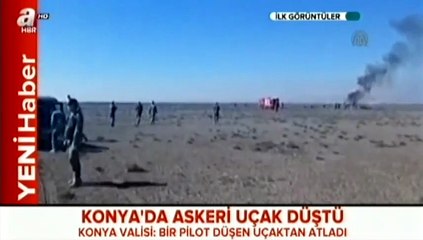 Konya'da askeri uçak düştü