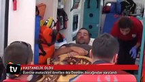 Üzerine motosiklet devrilen Ata Demirer, bacağından yaralandı
