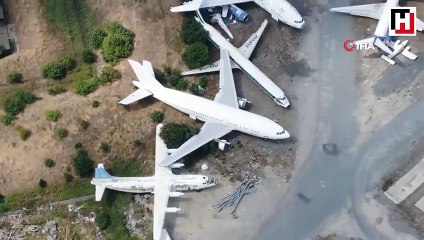 İstanbul’un uçak mezarlığı havadan görüntülendi