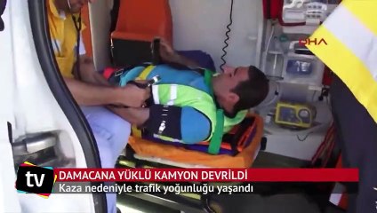 Ataşehir TEM Bağlantı yolunda kamyon devrildi