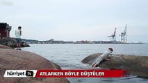 Kayalardan atlarken suya böyle düştüler...