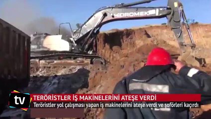 PKK'lılar şantiyeleri basıp araçları ateşe verdi