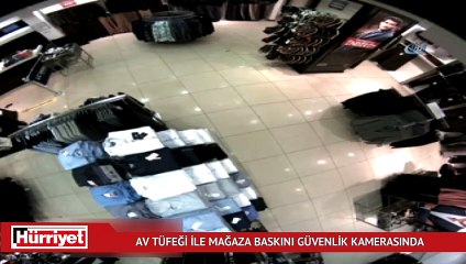 Av tüfeği ile mağaza baskını güvenlik kamerasında
