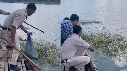 Rewa News: मछलियों की जगह टमस नदी में मिल रही अवैध शराब, नाव से पहुंची पुलिस देखें Video