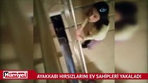 Ayakkabı hırsızları apartman sakinlerine yakalandı