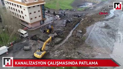Kanalizasyon çalışmasında boru patladı, cadde trafiğe kapatıldı