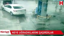 Benzin istasyonunda dehşeti yaşadılar