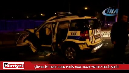 Descargar video: Şüpheliyi takip eden polis aracı kaza yaptı: 2 polis şehit