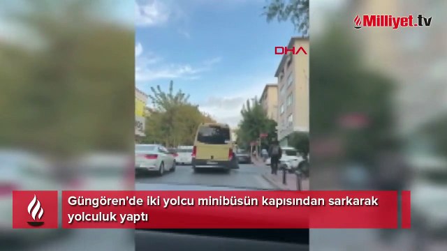 Güngören'de minibüs kapısından sarkarak yolculuk