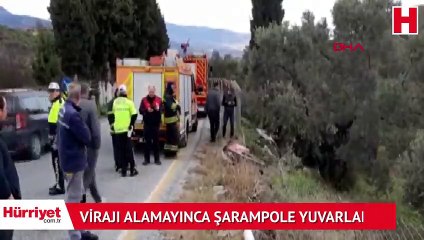 Virajı alamayınca şarampole yuvarlandı
