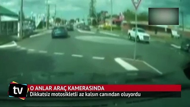 Dikkatsiz motosikletli az kalsın canından oluyordu