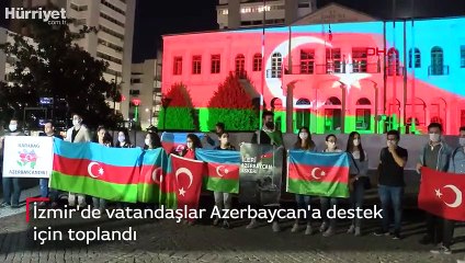 İzmir'de vatandaşlar Azerbaycan'a destek için toplandı