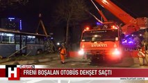 Freni boşalan halk otobüsü dehşet saçtı