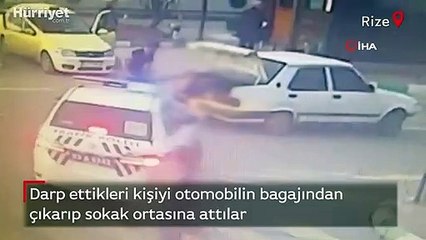 Darp ettikleri kişiyi arabanın bagajından sokak ortasına attılar