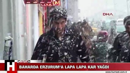 Erzurum'a lapa lapa kar yağdı
