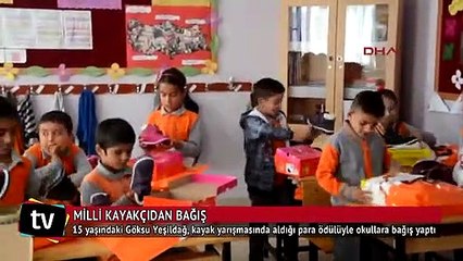 15 yaşındaki milli kayakçıdan köy okullarına bağış