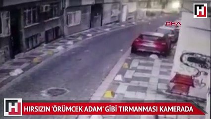 Hırsızın apartmanın 2. Katına 'örümcek adam' gibi tırmanması kamerada