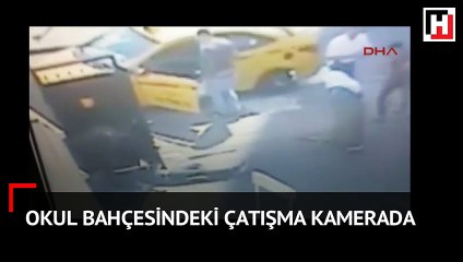 İlkokul bahçesindeki çatışma anı kamerada