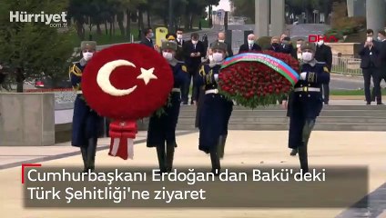 Cumhurbaşkanı Erdoğan'dan Bakü'deki Türk Şehitliği'ne ziyaret