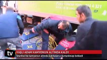 Kamyonun altında dakikalarca kurtarılmayı bekledi