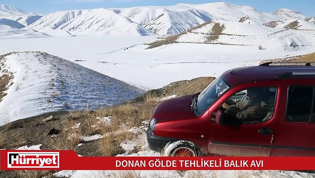 Donan gölde tehlikeli balık avı