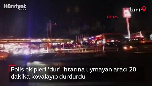 Polis ekipleri 'dur' ihtarına uymayan aracı 20 dakika kovalayıp durdurdu