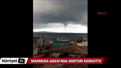 Marmara adası'nda hortum korkuttu