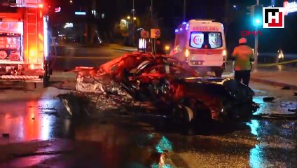 Takla atan otomobil alev aldı 2 ölü, 1 ağır yaralı