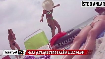 Plajda beklenmedik olay! Şakalaşırken bacağına balık saplandı